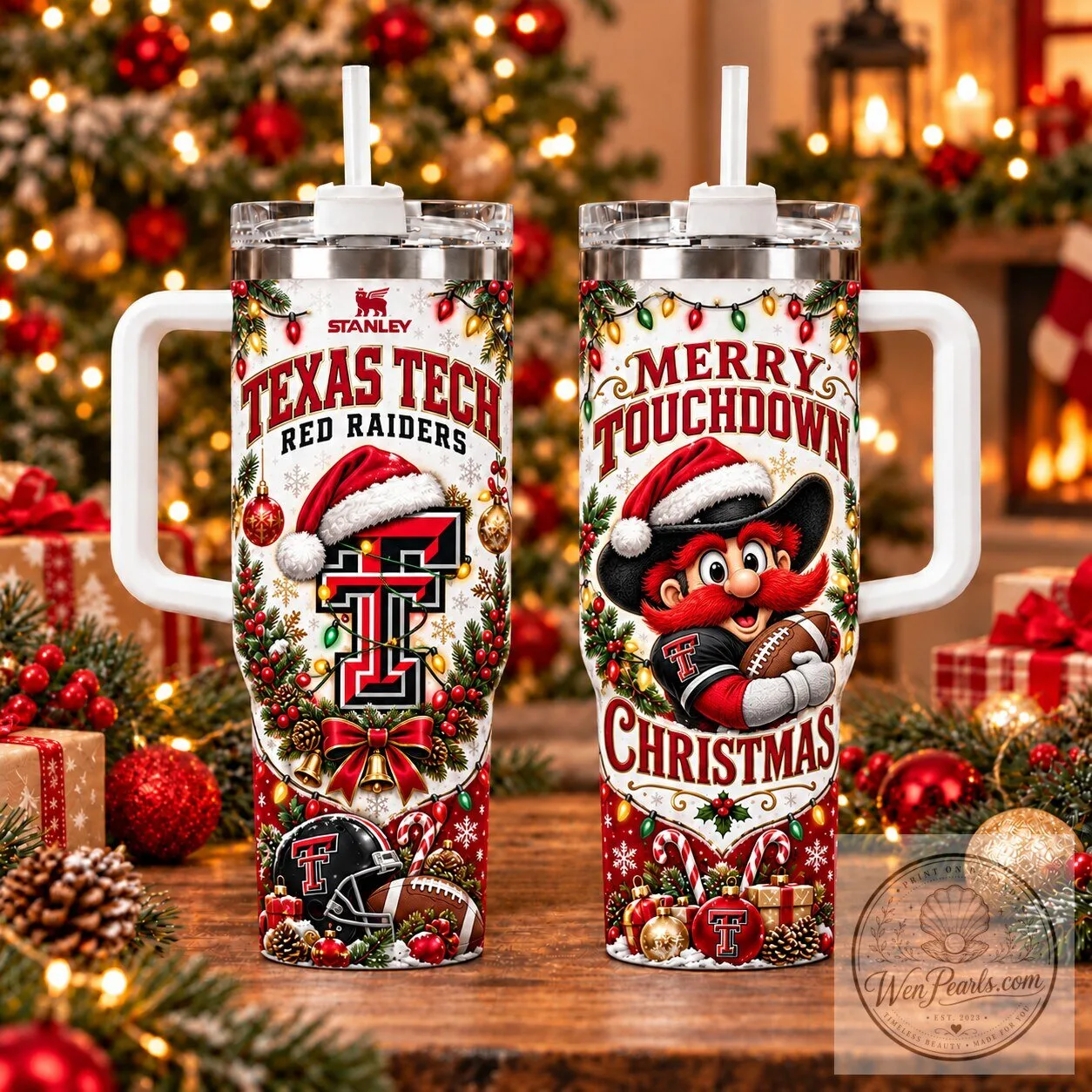 Texas Tech Red Raiders Merry Touchdown Christmas Holiday Tumbler