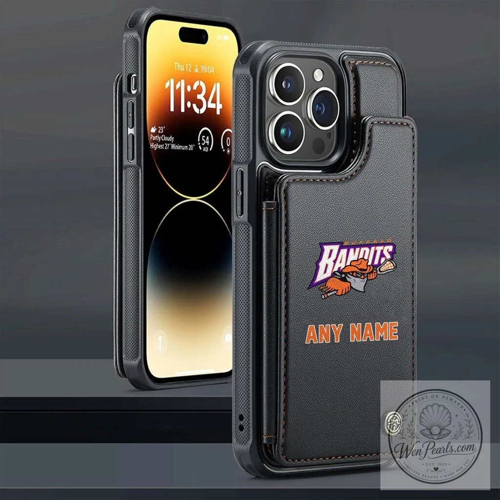 Buffalo Bandits Personalized Leather Wallet Phone Case for iPhone 15 Pro Max