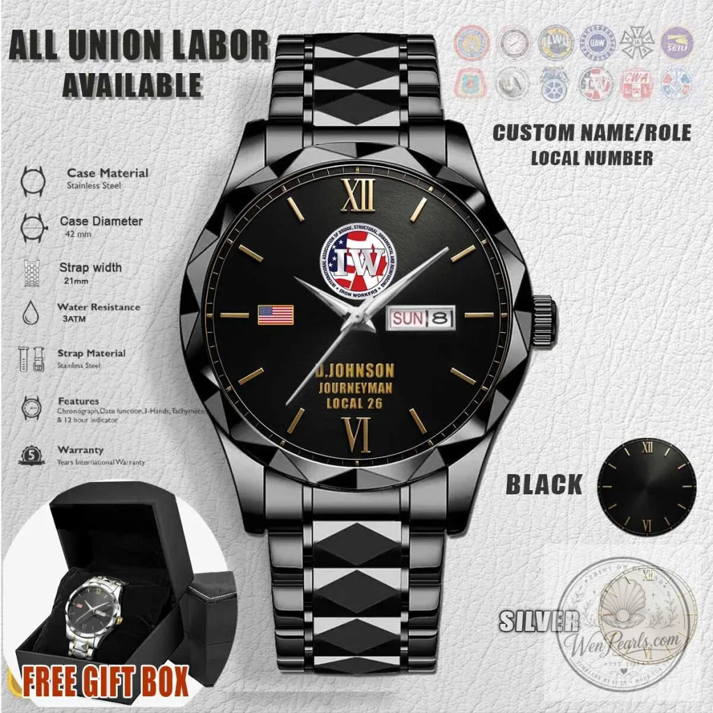 Ironworkers Union Local 26 Custom Name Stainless Steel Watch 9 Ironworkers Union Local 26 Custom Name Stainless Steel Watch