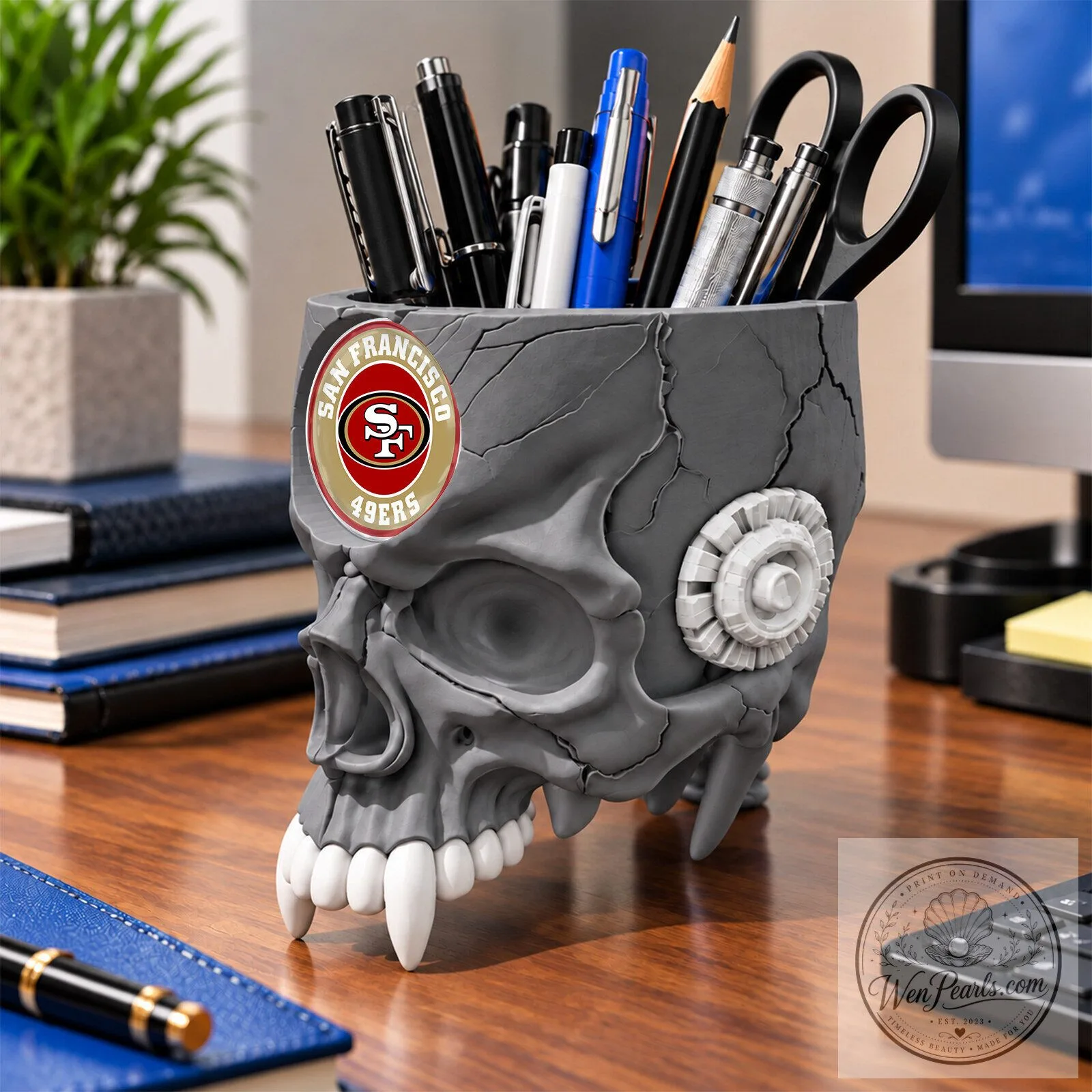 San Francisco 49ers Football Team Skull Pen Holder 10 San Francisco 49ers Football Team Skull Pen Holder