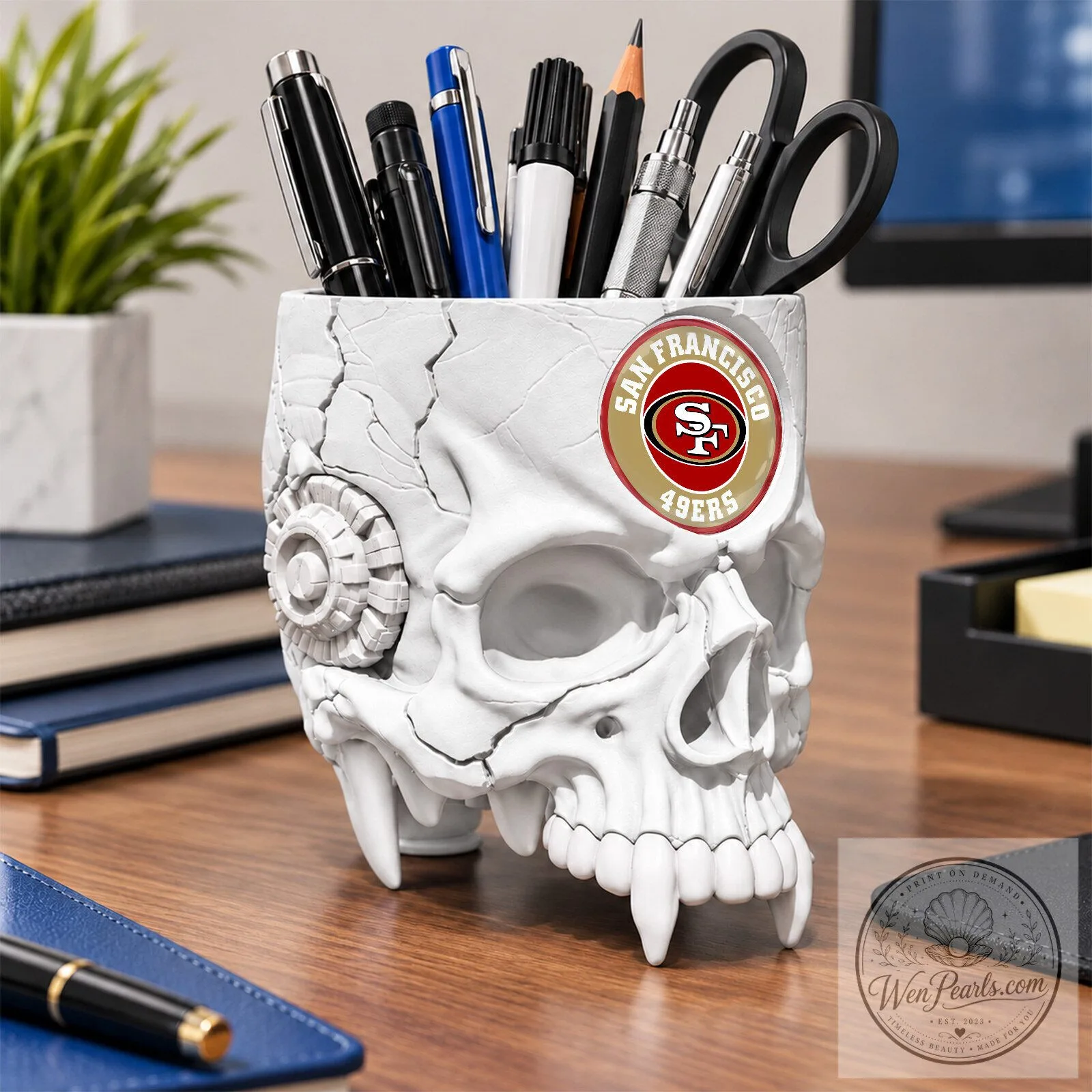 San Francisco 49ers Football Team Skull Pen Holder 11 San Francisco 49ers Football Team Skull Pen Holder