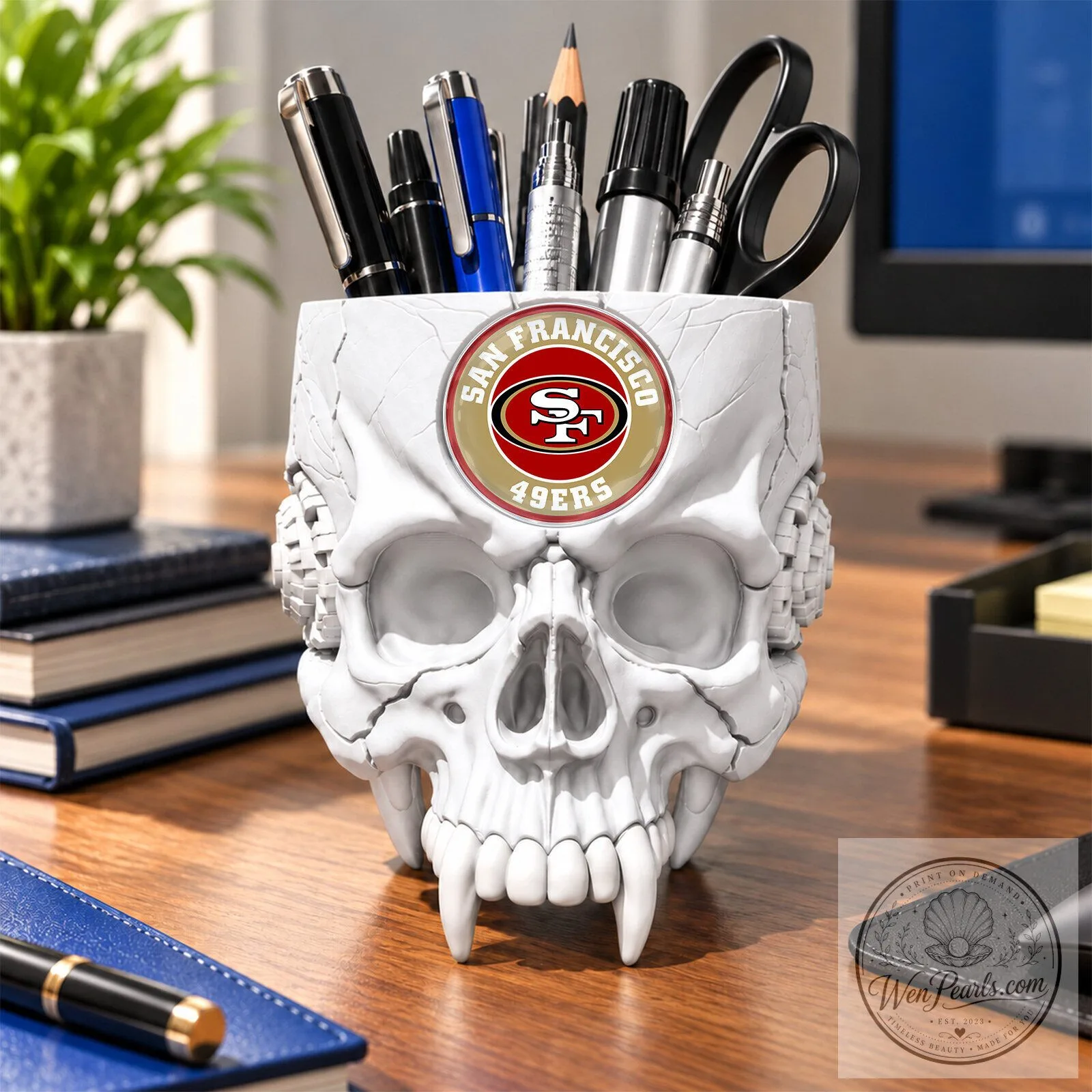 San Francisco 49ers Football Team Skull Pen Holder 13 San Francisco 49ers Football Team Skull Pen Holder