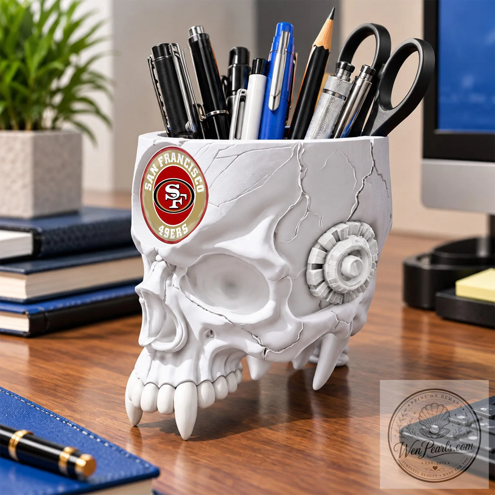 San Francisco 49ers Football Team Skull Pen Holder 14 San Francisco 49ers Football Team Skull Pen Holder