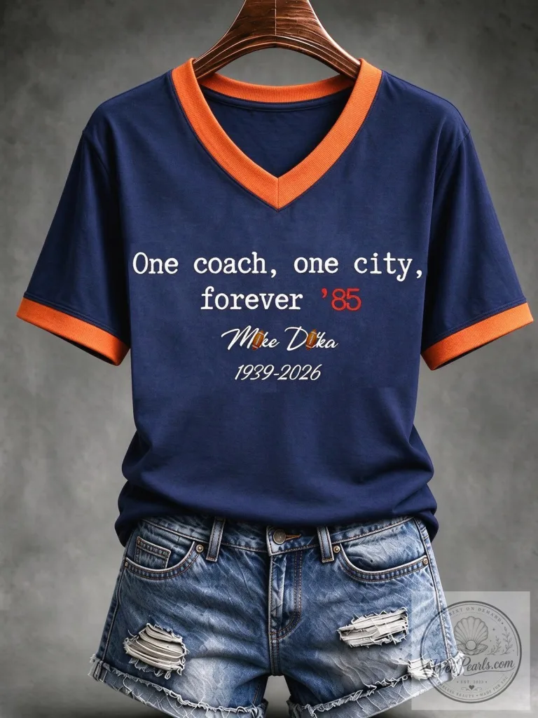 Mike Ditka Chicago Football Coach Forever 85 Memorial V-Neck T-Shirt 32 Mike Ditka Chicago Football Coach Forever 85 Memorial V-Neck T-Shirt