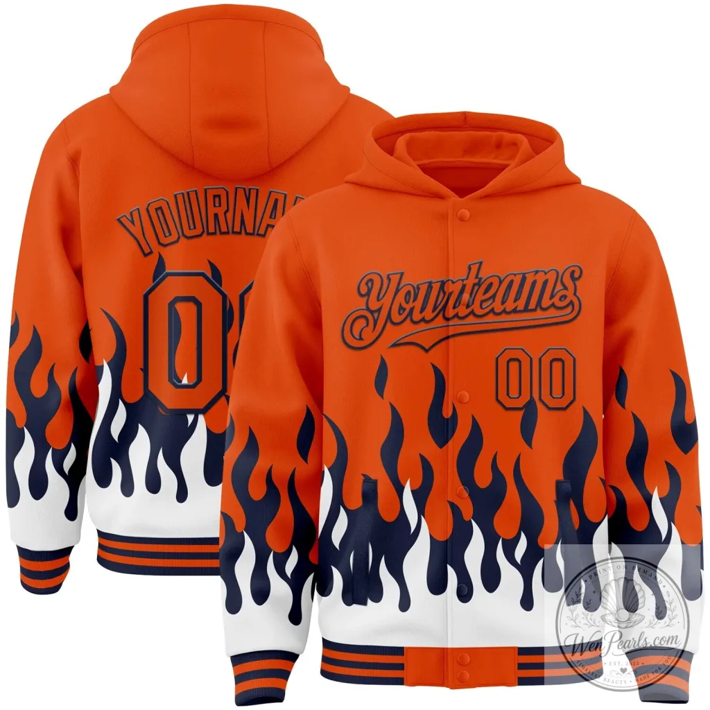 custom-orange-navy-blue-white-fire-flame-bomber-full-snap-varsity-letterman-hoodie-jacket-featured Custom Orange Navy Blue White Fire Flame Bomber Full-Snap Varsity Letterman Hoodie Jacket