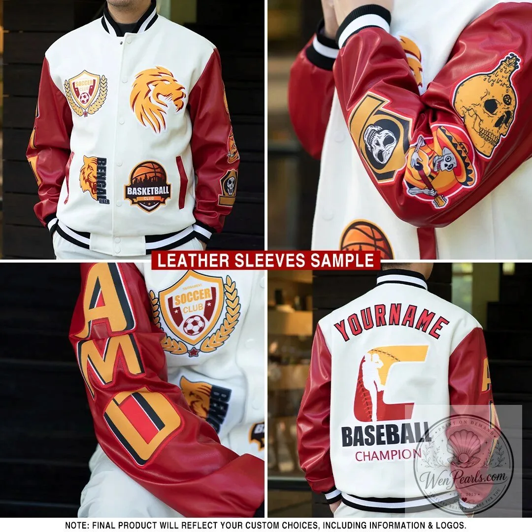 Custom Orange Navy Blue White Fire Flame Bomber Full-Snap Varsity Letterman Hoodie Jacket 11 Custom Orange Navy Blue White Fire Flame Bomber Full-Snap Varsity Letterman Hoodie Jacket