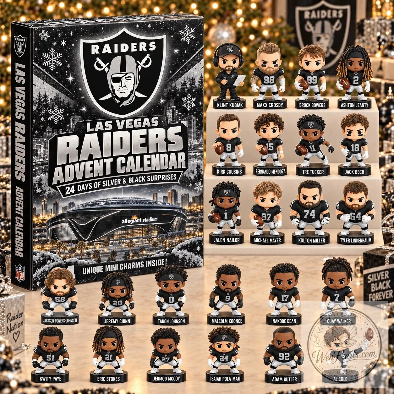Las Vegas Raiders NFL Football Team Advent Calendar with Mini Charms 2D 2 Las Vegas Raiders NFL Football Team Advent Calendar with Mini Charms
