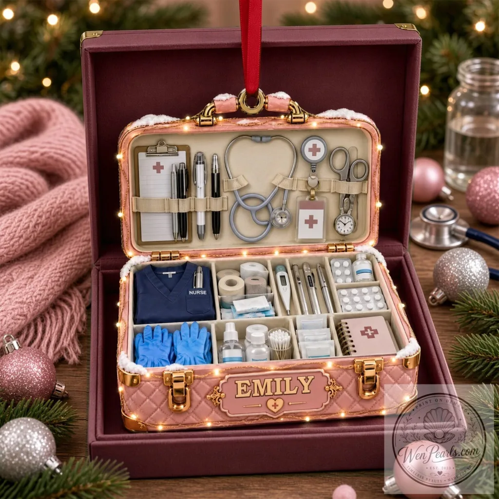 Personalized Nurse Christmas Ornament First Aid Kit Bag Holiday Gift Personalized Nurse Christmas Ornament First Aid Kit Bag Holiday Gift