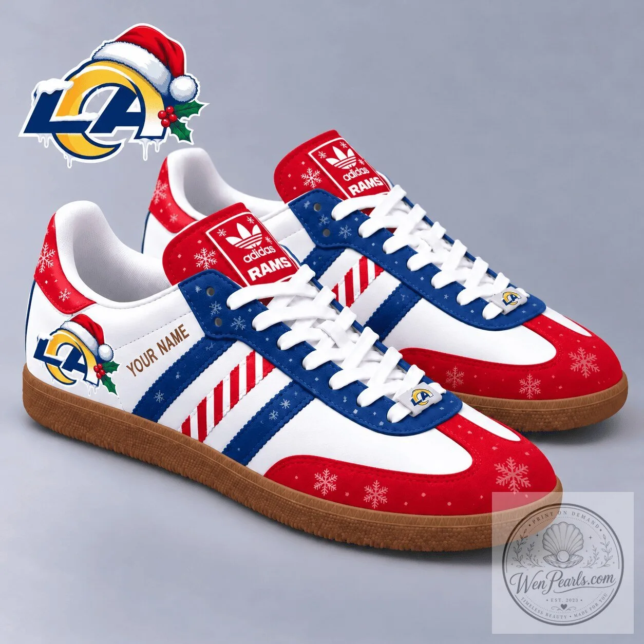 Los Angeles Rams Christmas Holiday Snowflakes Pattern Samba Shoes