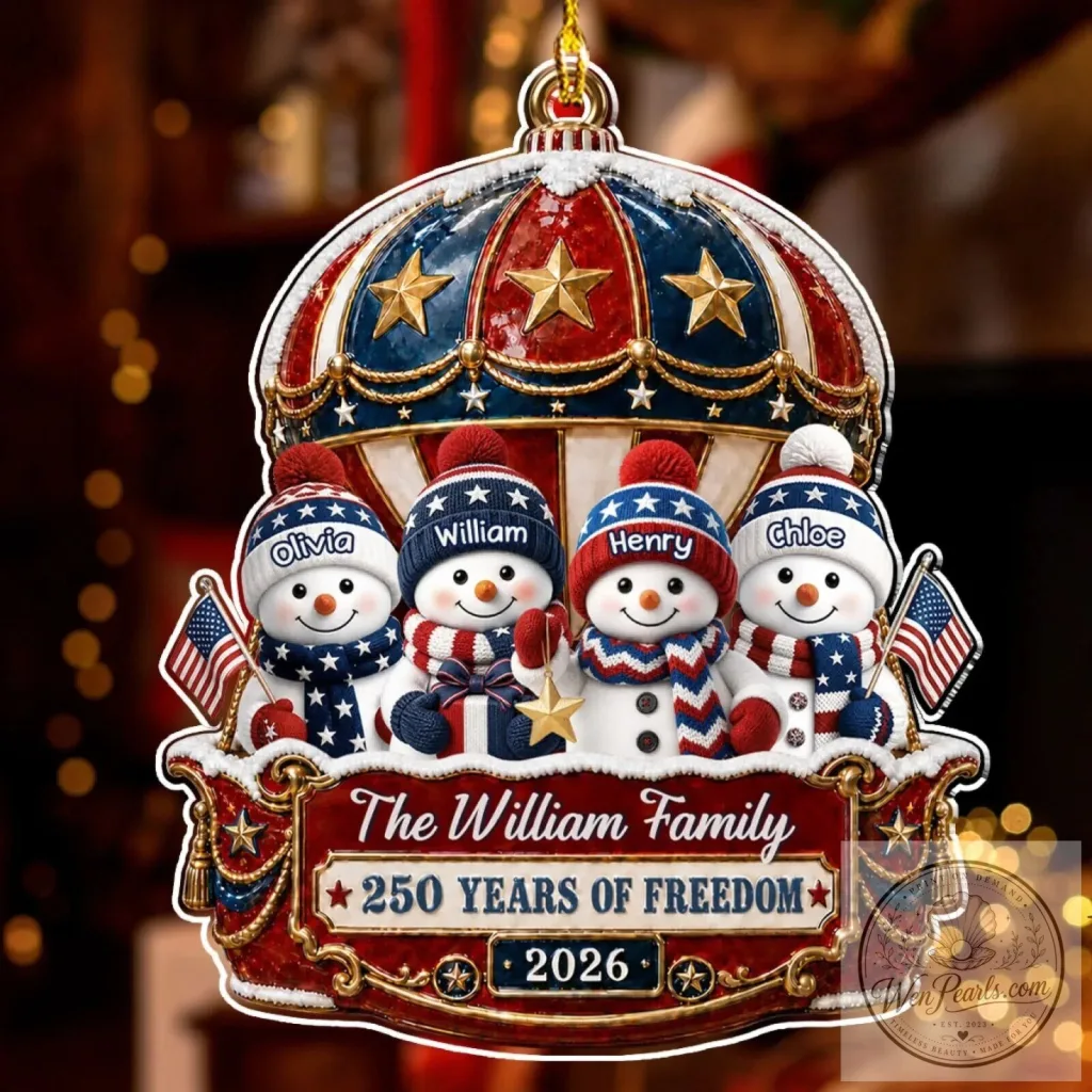 Personalized Family Snowman Hot Air Balloon Christmas Ornament Personalized Family Snowman Hot Air Balloon Christmas Ornament