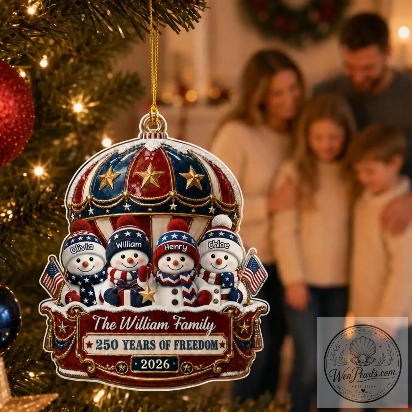 Personalized Family Snowman Hot Air Balloon Christmas Ornament 14 Personalized Family Snowman Hot Air Balloon Christmas Ornament