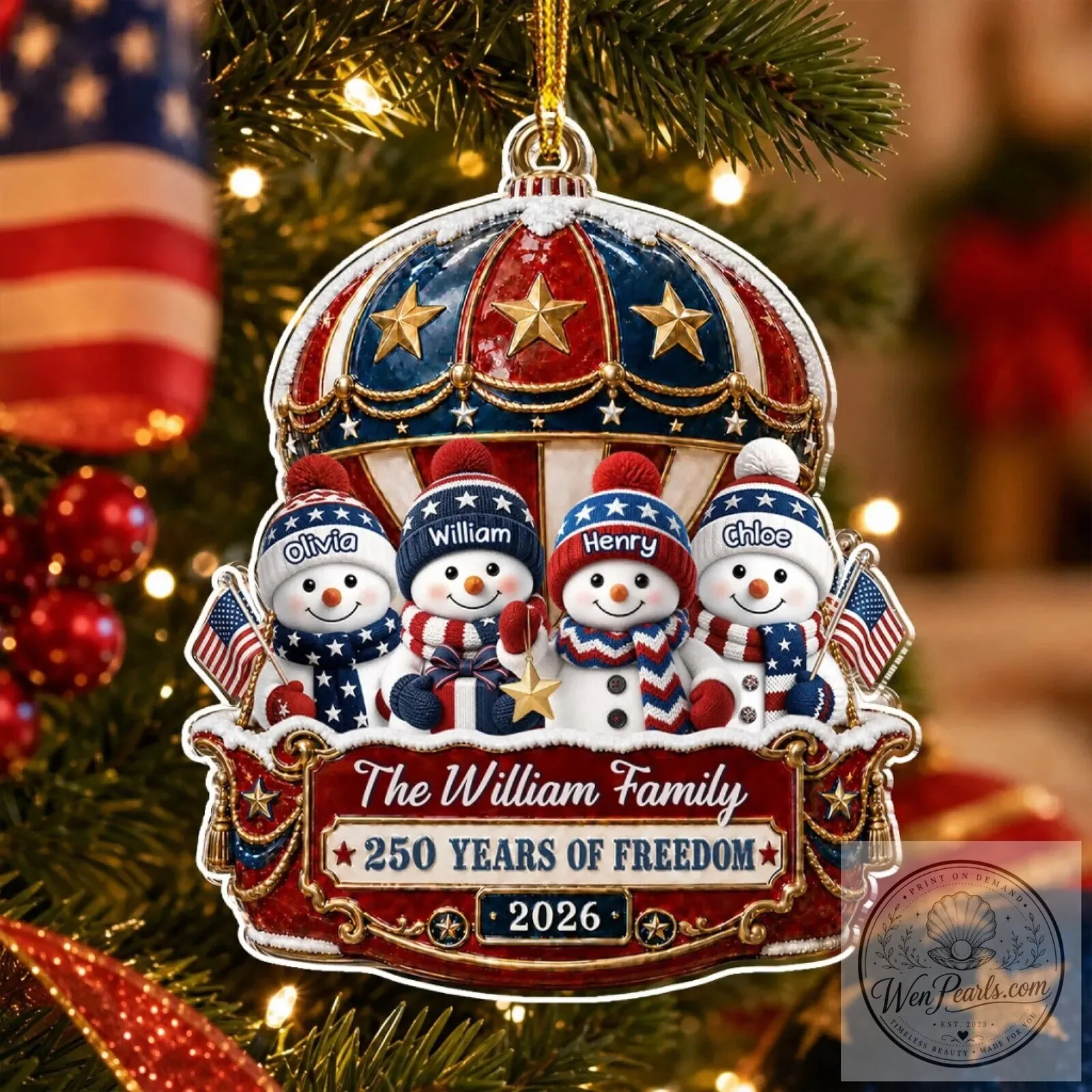 Personalized Family Snowman Hot Air Balloon Christmas Ornament 15 Personalized Family Snowman Hot Air Balloon Christmas Ornament