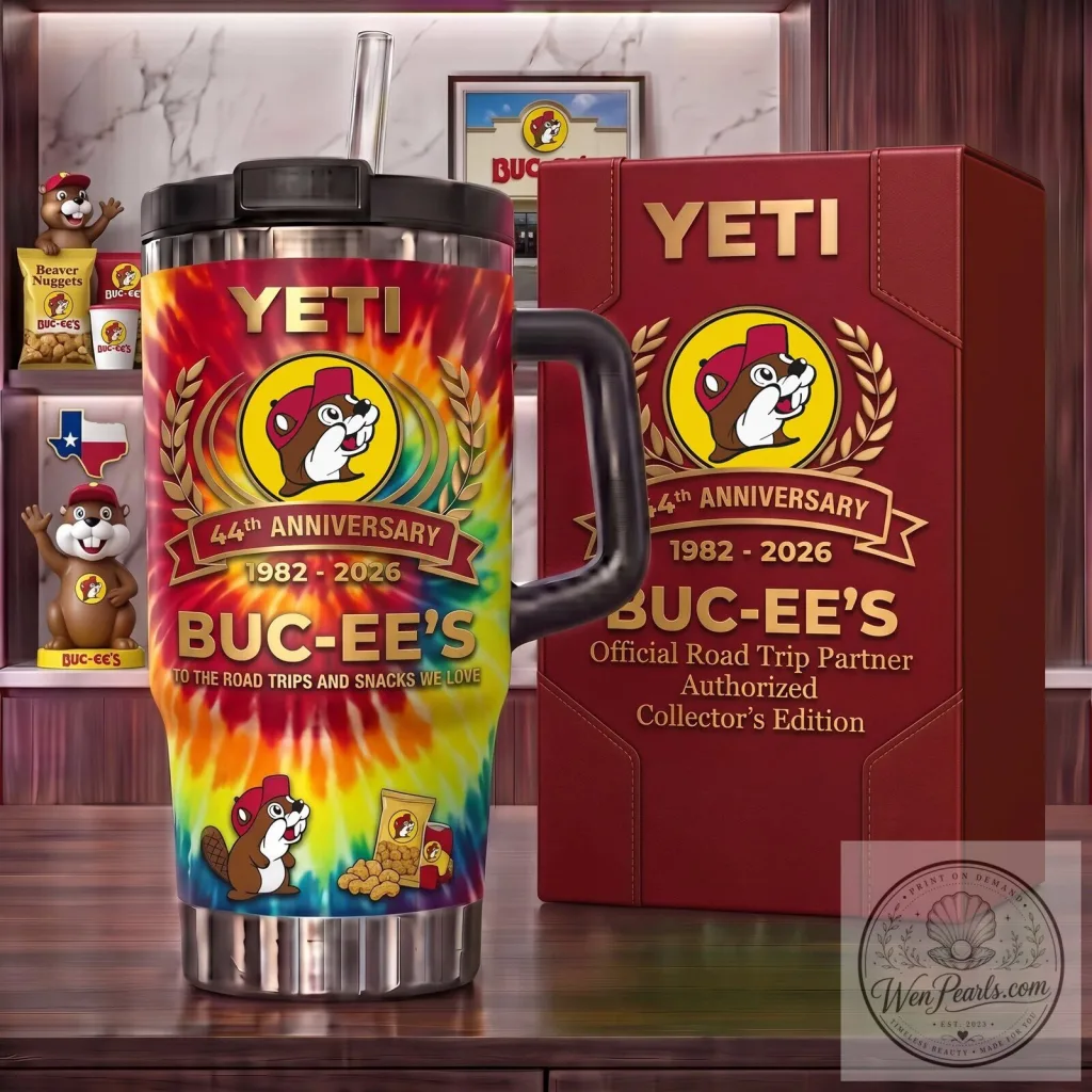 Buc-ee's 44th Anniversary Tie-Dye Travel Tumbler with Handle and Straw Buc-ee's 44th Anniversary Tie-Dye Travel Tumbler with Handle and Straw