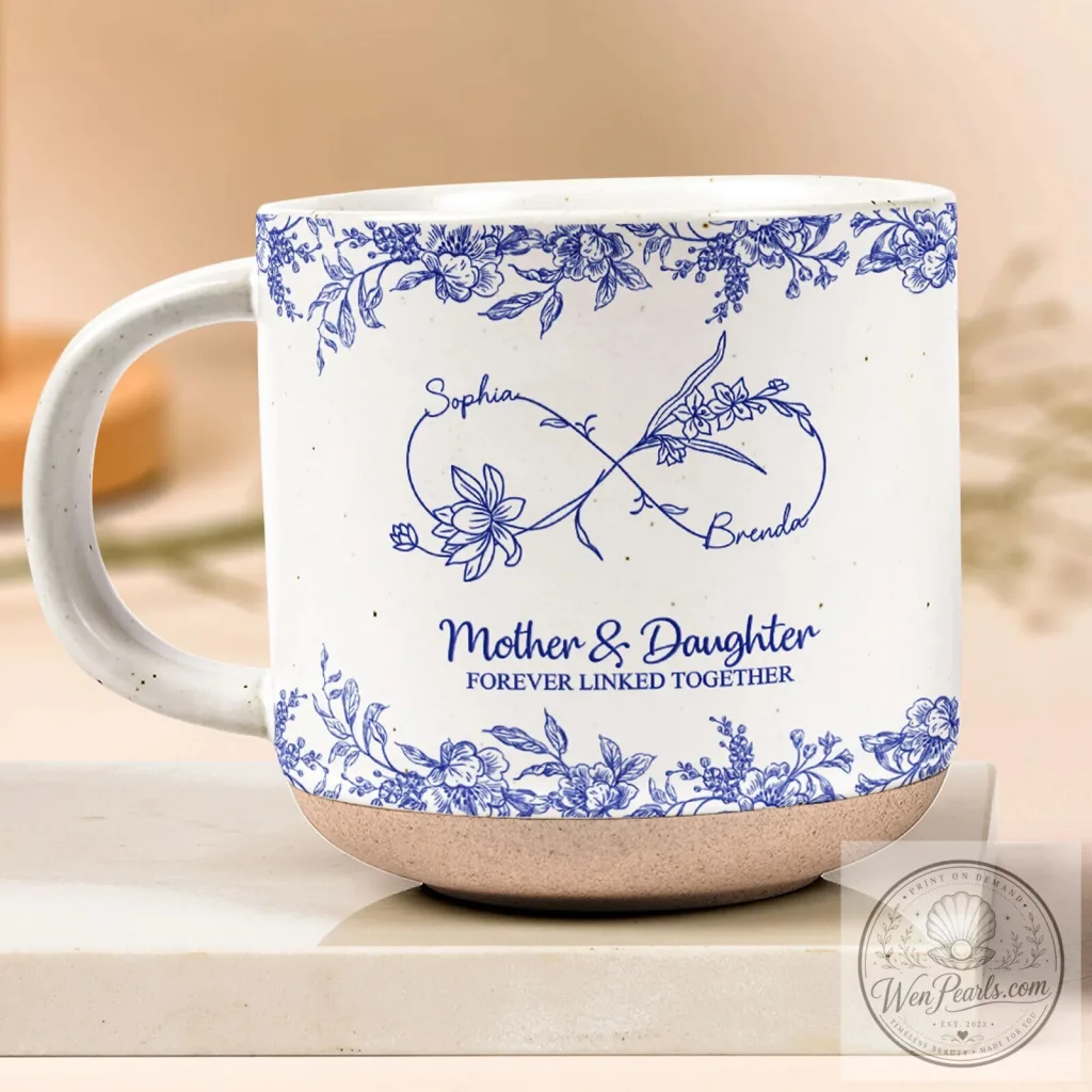 Personalized Mother Daughter Forever Linked Together Floral Infinity Symbol Mug Personalized Mother Daughter Forever Linked Together Floral Infinity Symbol Mug