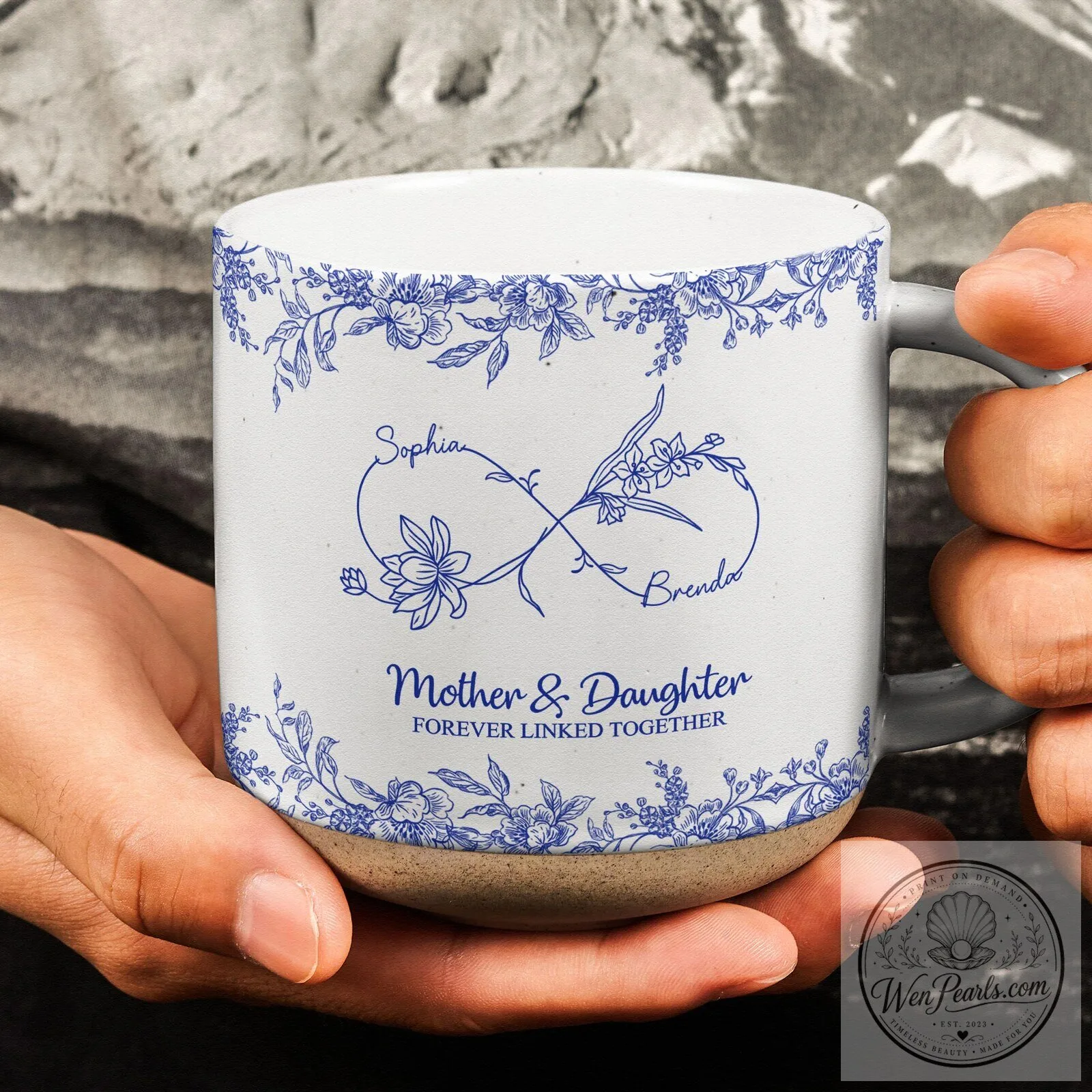 Personalized Mother Daughter Forever Linked Together Floral Infinity Symbol Mug 11 Personalized Mother Daughter Forever Linked Together Floral Infinity Symbol Mug