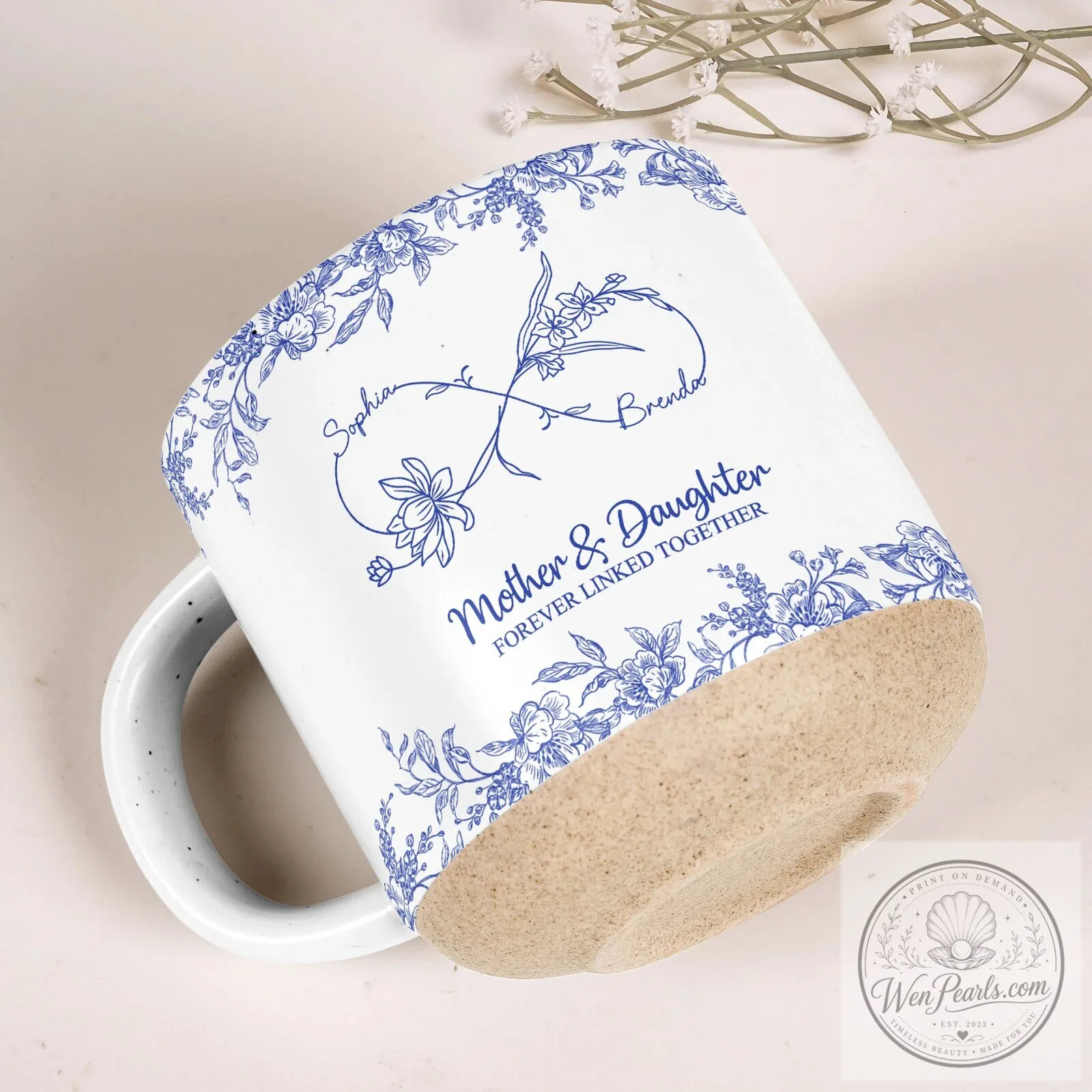 Personalized Mother Daughter Forever Linked Together Floral Infinity Symbol Mug 12 Personalized Mother Daughter Forever Linked Together Floral Infinity Symbol Mug
