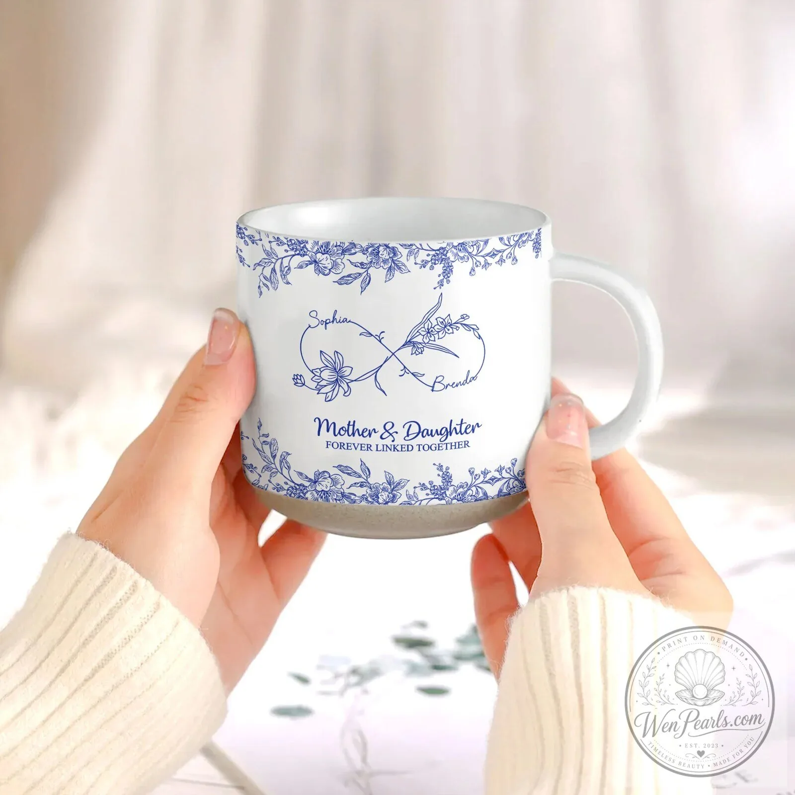 Personalized Mother Daughter Forever Linked Together Floral Infinity Symbol Mug 13 Personalized Mother Daughter Forever Linked Together Floral Infinity Symbol Mug
