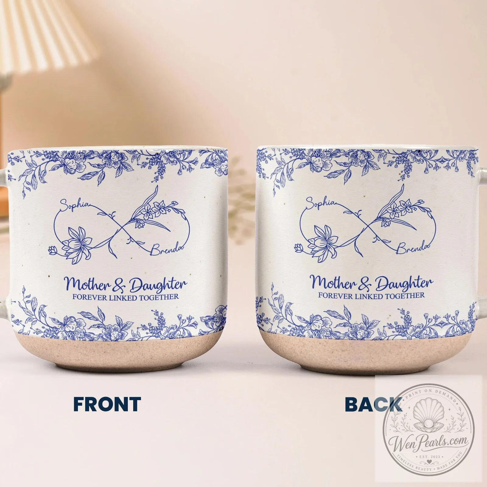 Personalized Mother Daughter Forever Linked Together Floral Infinity Symbol Mug 14 Personalized Mother Daughter Forever Linked Together Floral Infinity Symbol Mug
