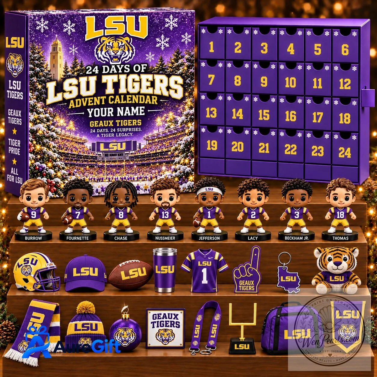 LSU Tigers Football Personalized Advent Calendar Christmas Gift
