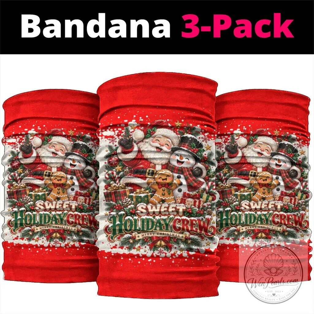 Sweet Holiday Crew Santa Snowman Gingerbread Christmas Neck Gaiter Mask Bandana