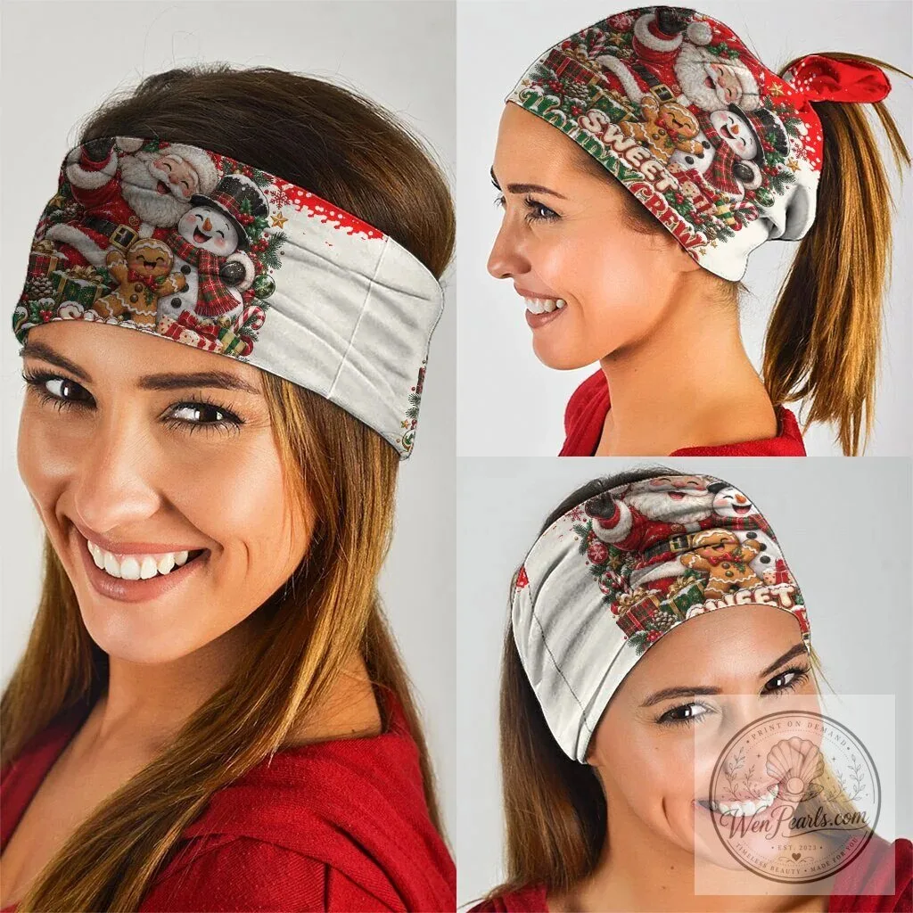 Sweet Holiday Crew Santa Snowman Gingerbread Christmas Neck Gaiter Mask Bandana 5 Sweet Holiday Crew Santa Snowman Gingerbread Christmas Neck Gaiter Mask Bandana