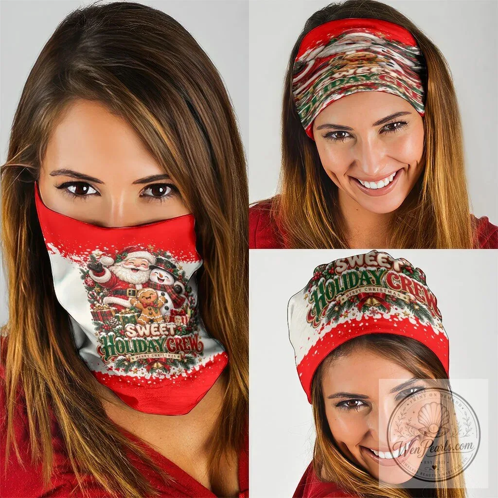 Sweet Holiday Crew Santa Snowman Gingerbread Christmas Neck Gaiter Mask Bandana 6 Sweet Holiday Crew Santa Snowman Gingerbread Christmas Neck Gaiter Mask Bandana