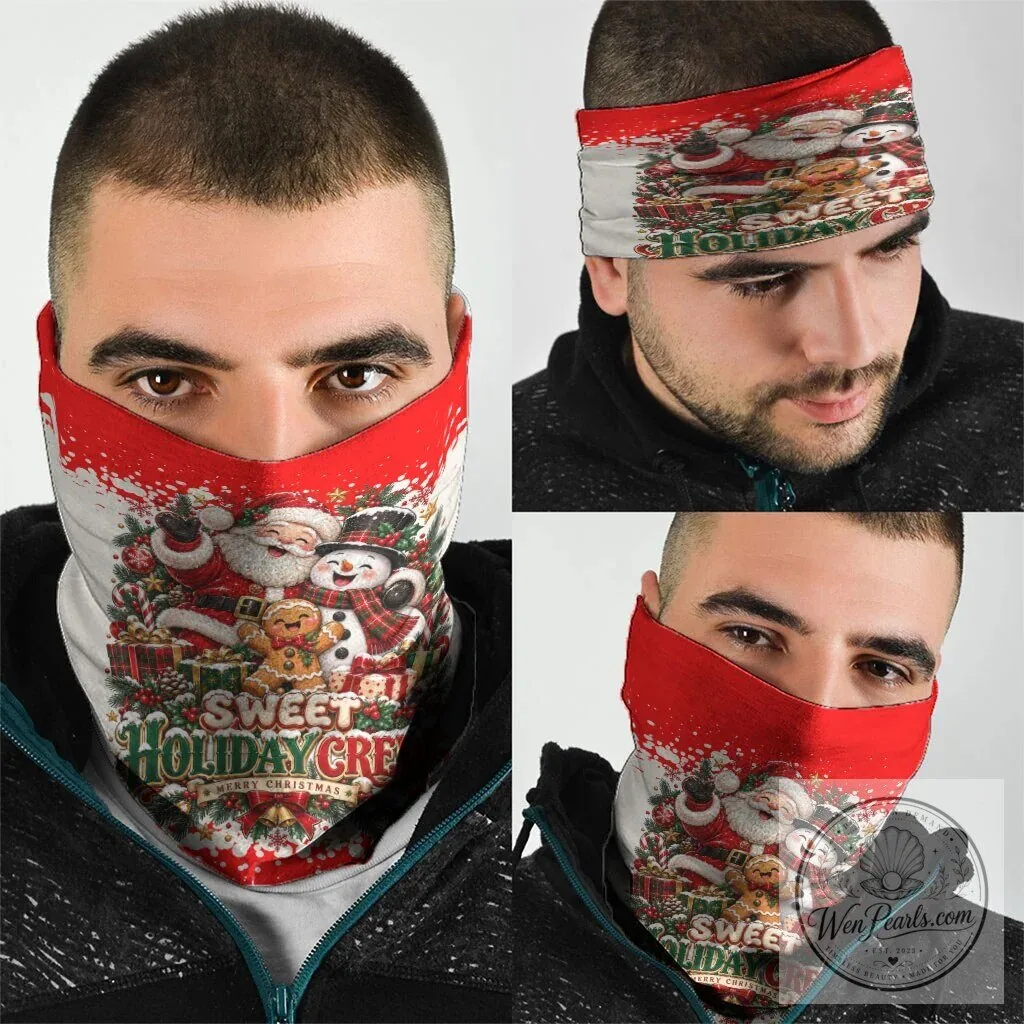 Sweet Holiday Crew Santa Snowman Gingerbread Christmas Neck Gaiter Mask Bandana 7 Sweet Holiday Crew Santa Snowman Gingerbread Christmas Neck Gaiter Mask Bandana