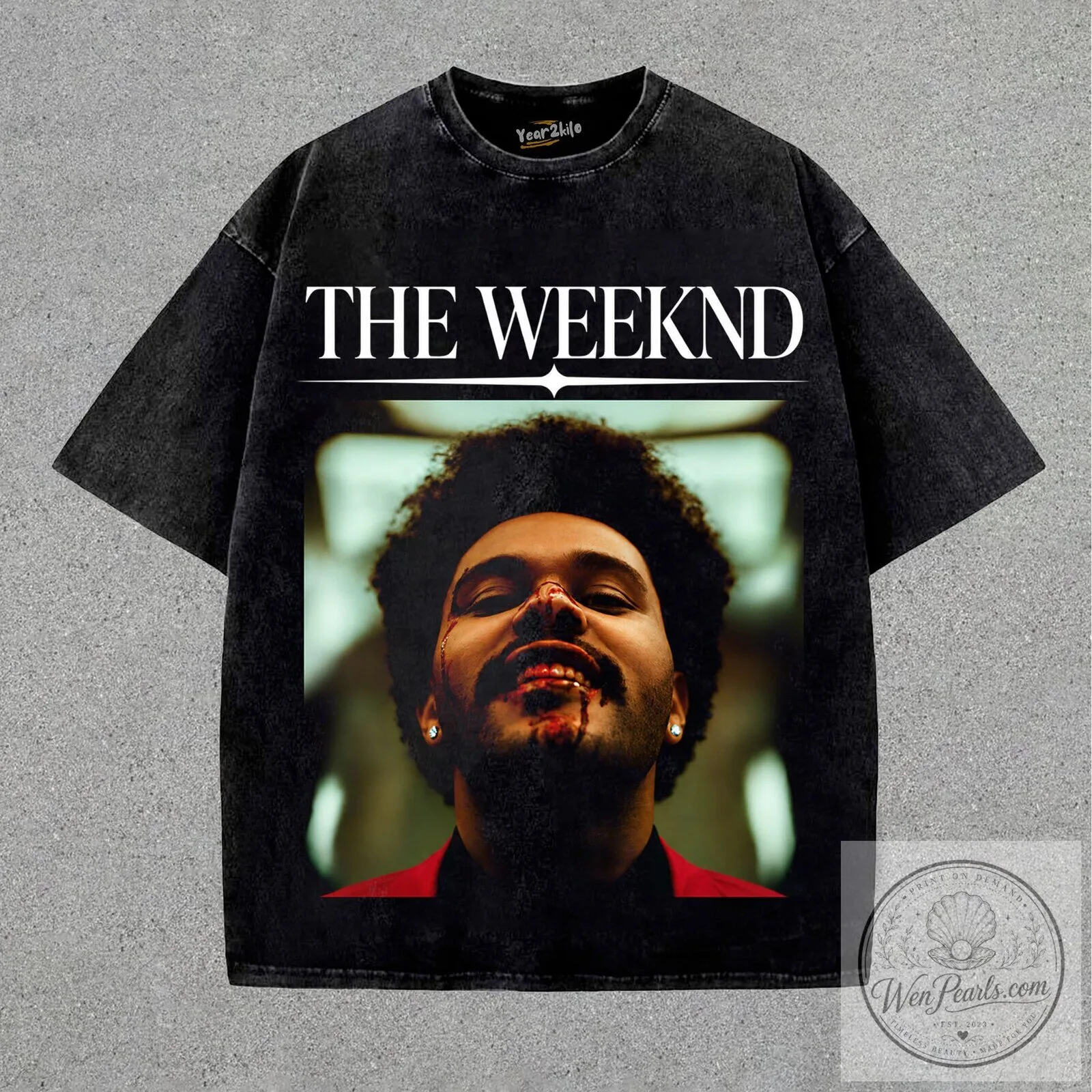 The Weeknd After Hours Album Cover Graphic Print Vintage Washed T-Shirt