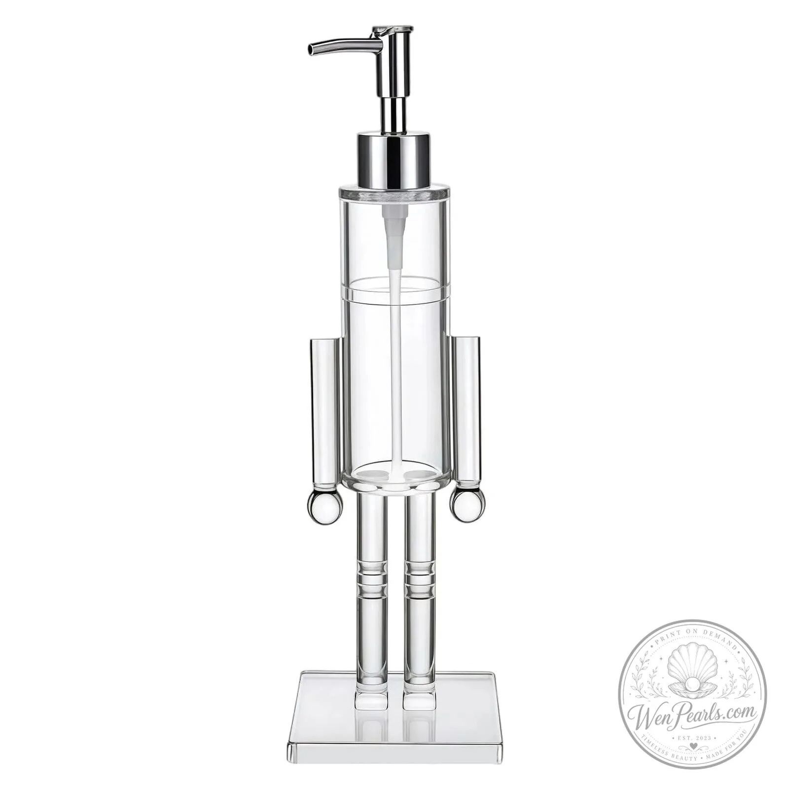 Nutcracker Soldier Clear Glass Liquid Soap Dispenser Pump Bottle