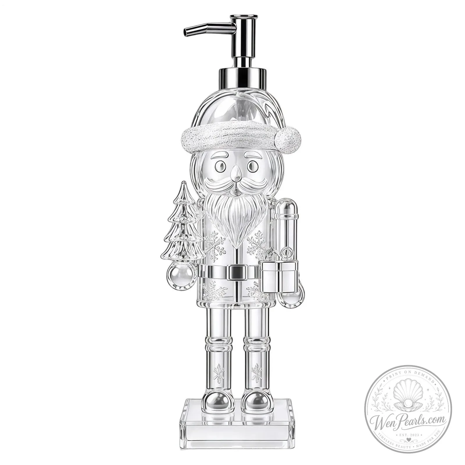 Nutcracker Soldier Clear Glass Liquid Soap Dispenser Pump Bottle 13 Nutcracker Soldier Clear Glass Liquid Soap Dispenser Pump Bottle
