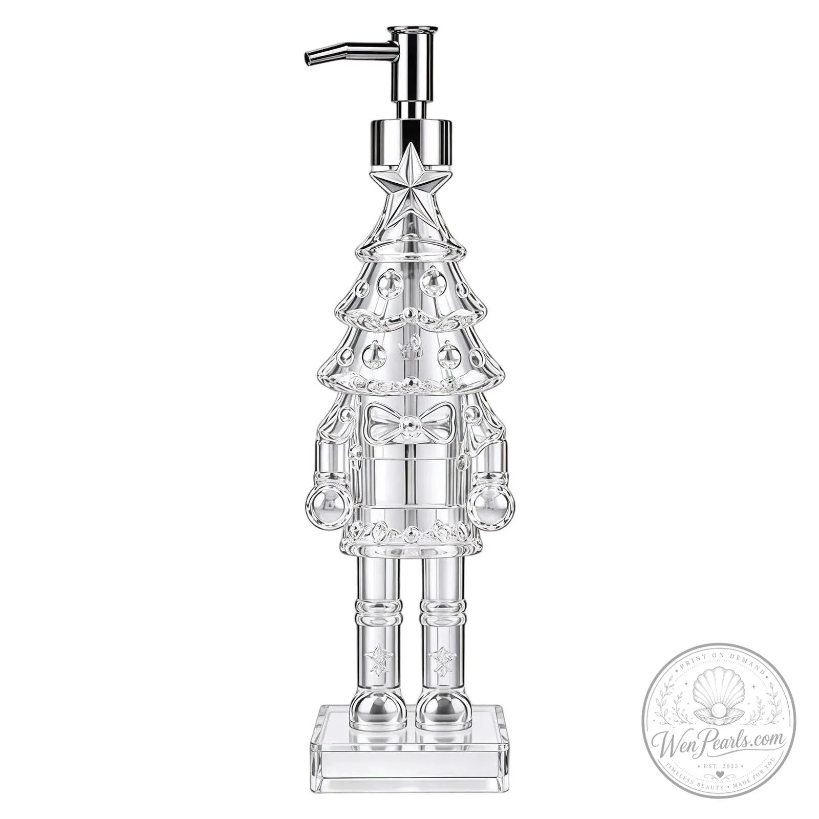 Nutcracker Soldier Clear Glass Liquid Soap Dispenser Pump Bottle 16 Nutcracker Soldier Clear Glass Liquid Soap Dispenser Pump Bottle