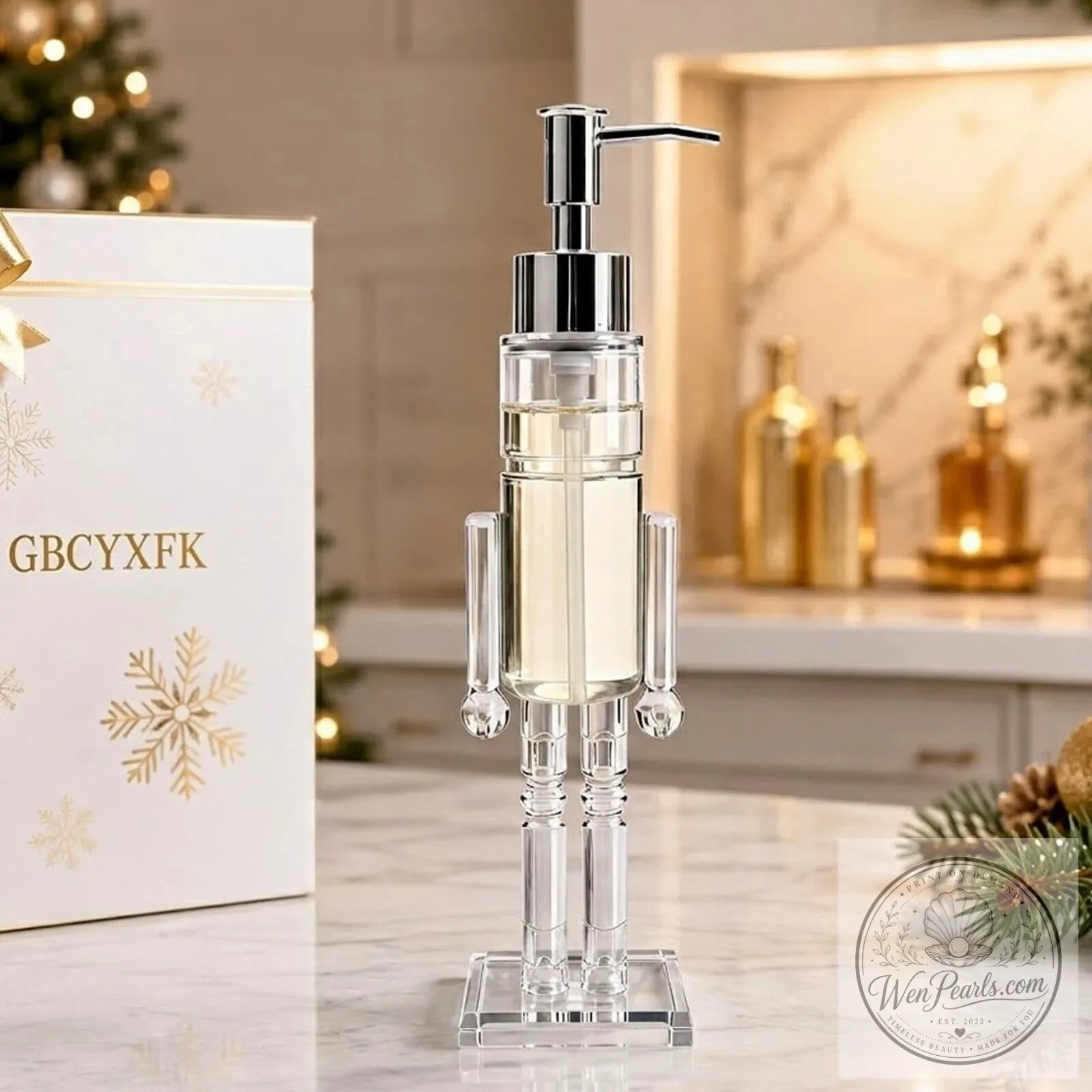 Nutcracker Soldier Clear Glass Liquid Soap Dispenser Pump Bottle 17 Nutcracker Soldier Clear Glass Liquid Soap Dispenser Pump Bottle