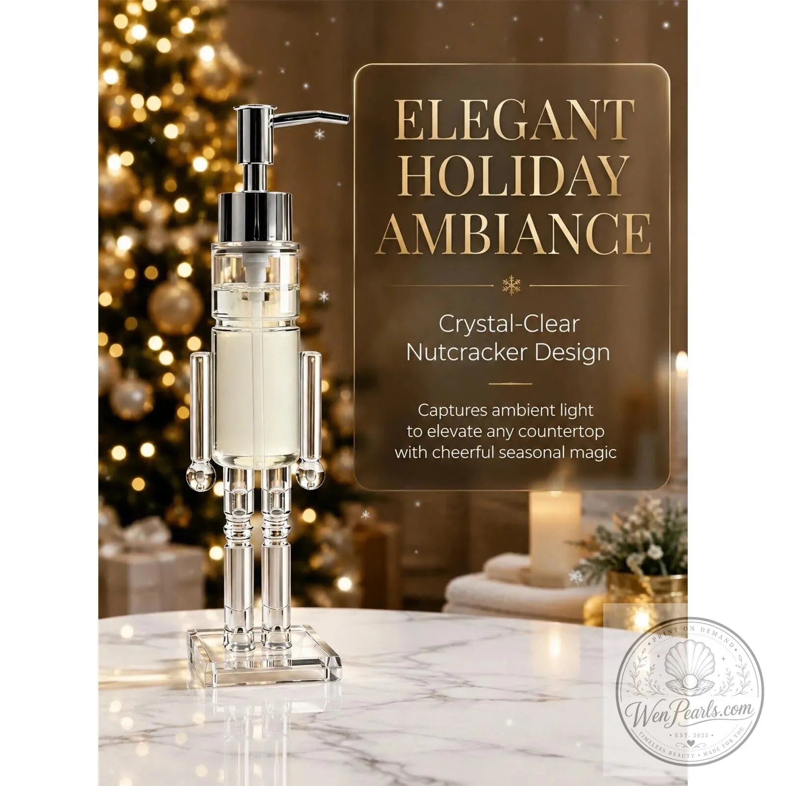 Nutcracker Soldier Clear Glass Liquid Soap Dispenser Pump Bottle 18 Nutcracker Soldier Clear Glass Liquid Soap Dispenser Pump Bottle