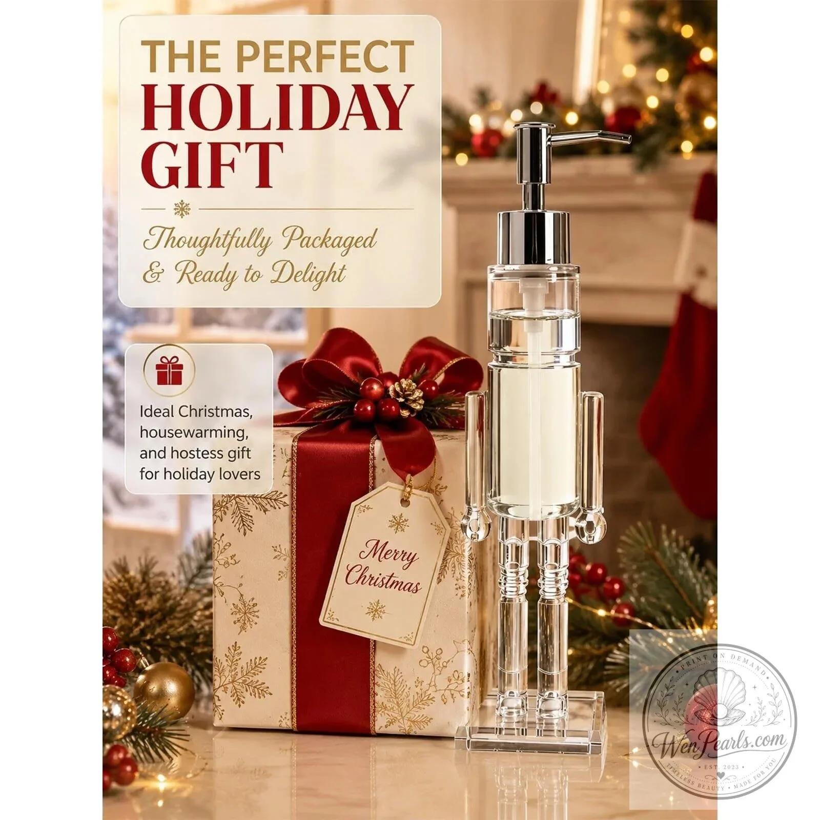 Nutcracker Soldier Clear Glass Liquid Soap Dispenser Pump Bottle 22 Nutcracker Soldier Clear Glass Liquid Soap Dispenser Pump Bottle
