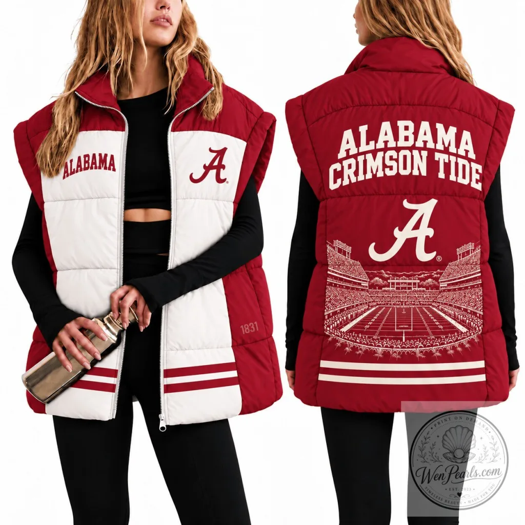 Alabama Crimson Tide Women's Puffer Vest, University of Alabama Football Apparel Alabama Crimson Tide Women's Puffer Vest, University of Alabama Football Apparel