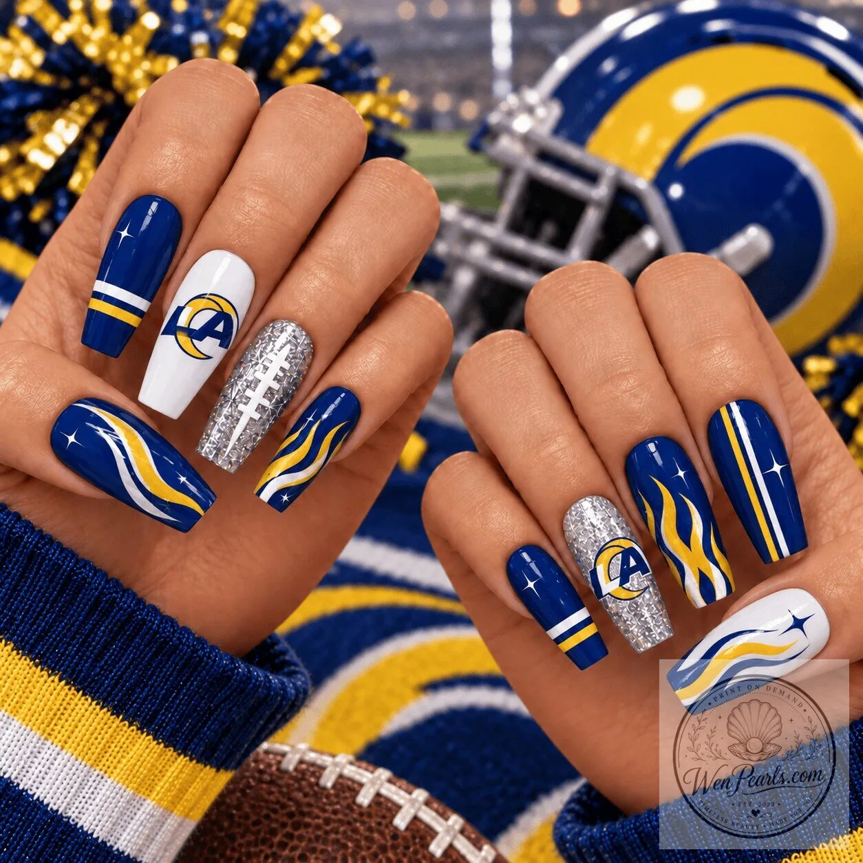 Los Angeles Rams Football Team Spirit Press-On Nails Set