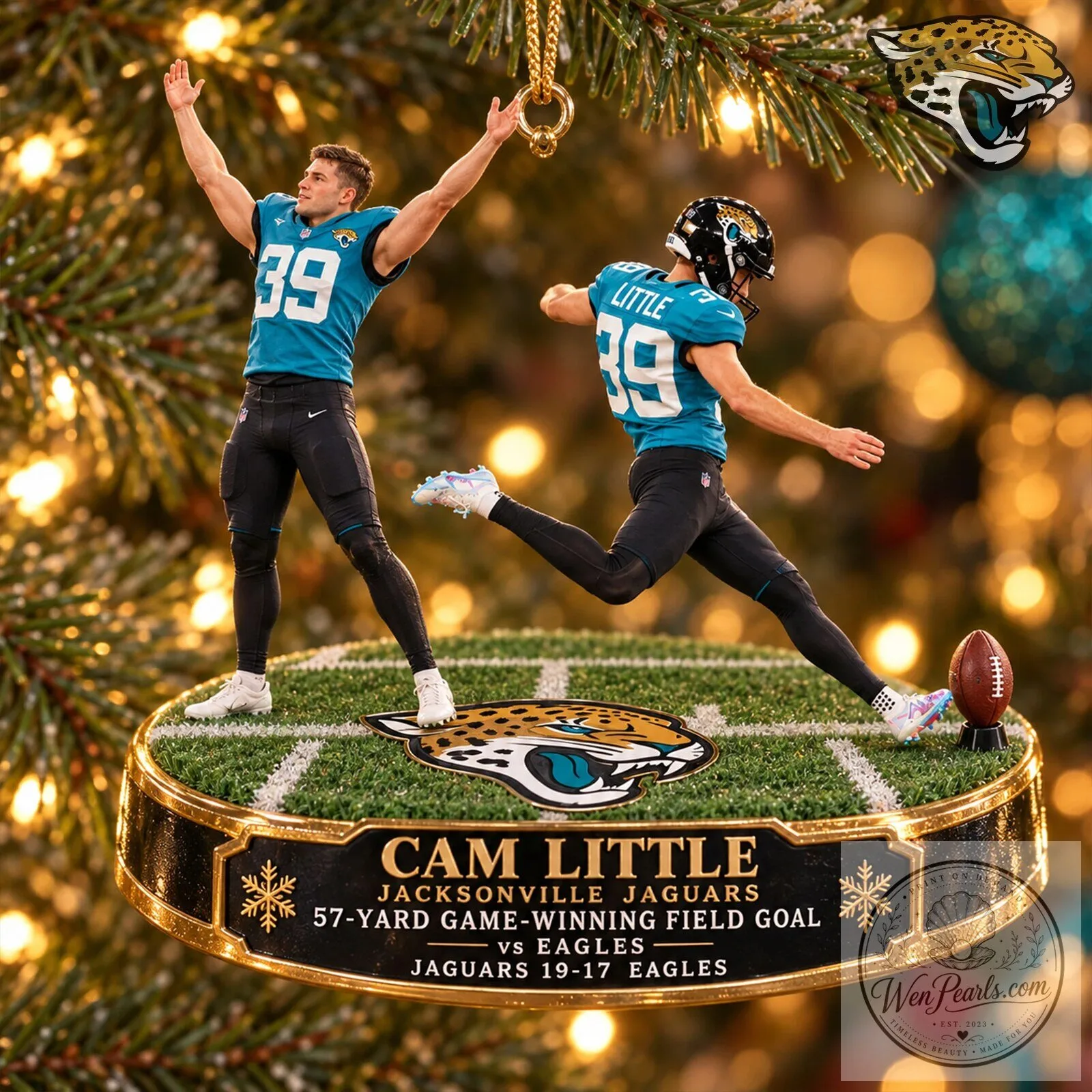 Jacksonville Jaguars Cam Little Game Winning Field Goal Christmas Ornament