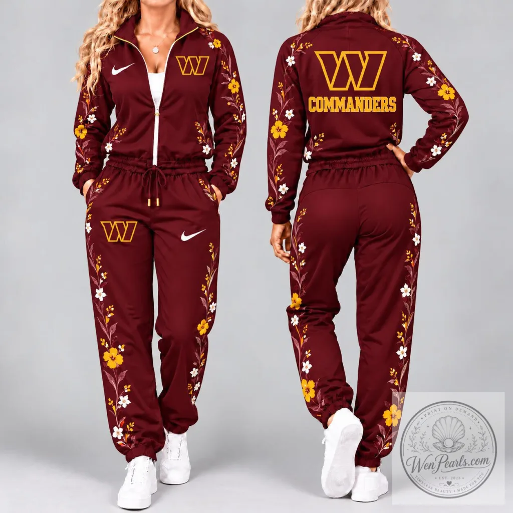 Washington Commanders Floral Team Pride Waterproof Windbreaker Zip-Up Tracksuit Set Washington Commanders Floral Team Pride Waterproof Windbreaker Zip-Up Tracksuit Set