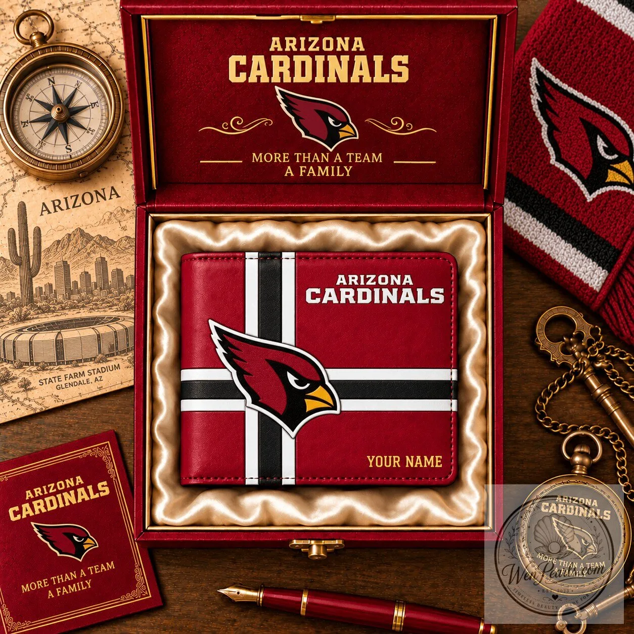 Arizona Cardinals Football Team Personalized Wallet with Custom Name