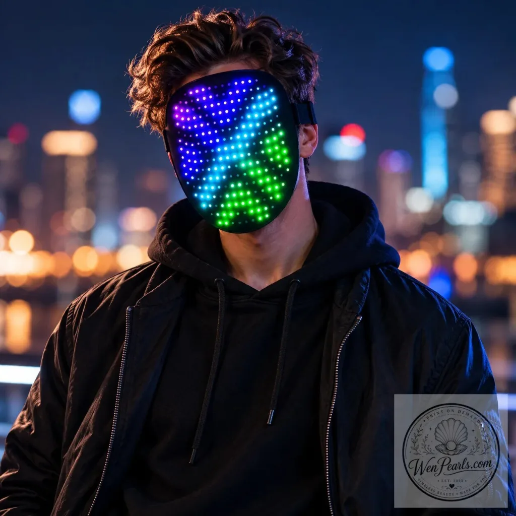 LED Light Up Face Mask with Color Changing Gesture Activated Display LED Light Up Face Mask with Color Changing Gesture Activated Display