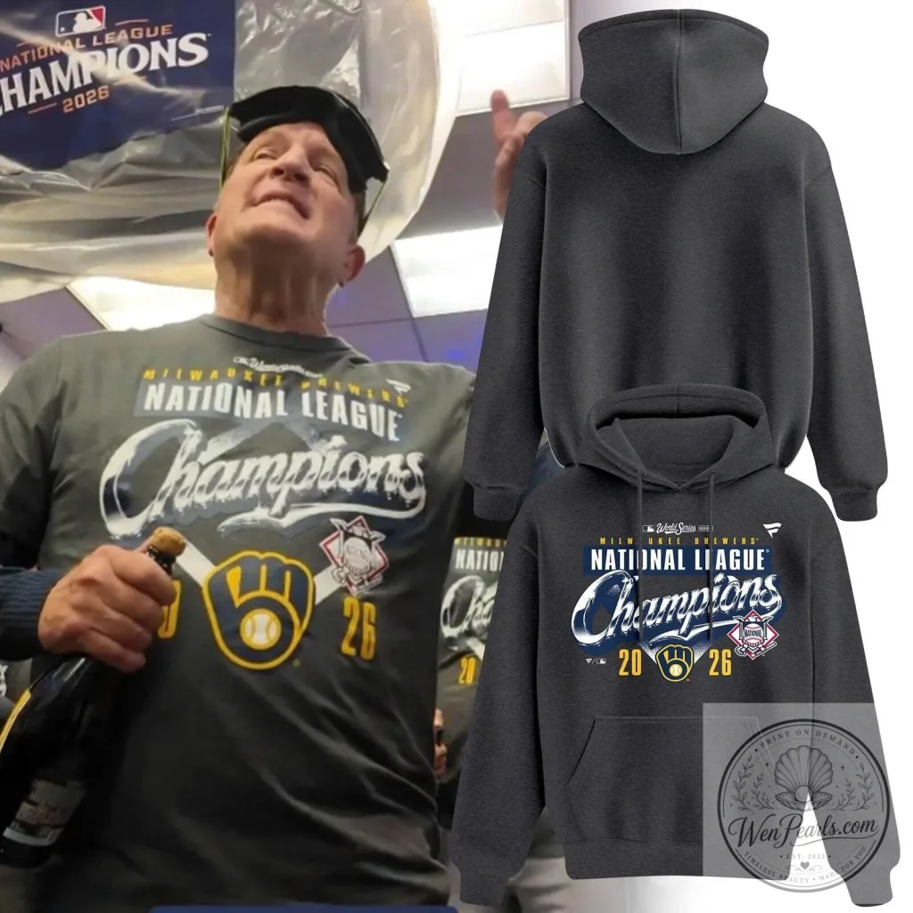 Milwaukee Brewers 2026 National League Champions Heather Charcoal Hoodie Milwaukee Brewers 2026 National League Champions Heather Charcoal Hoodie