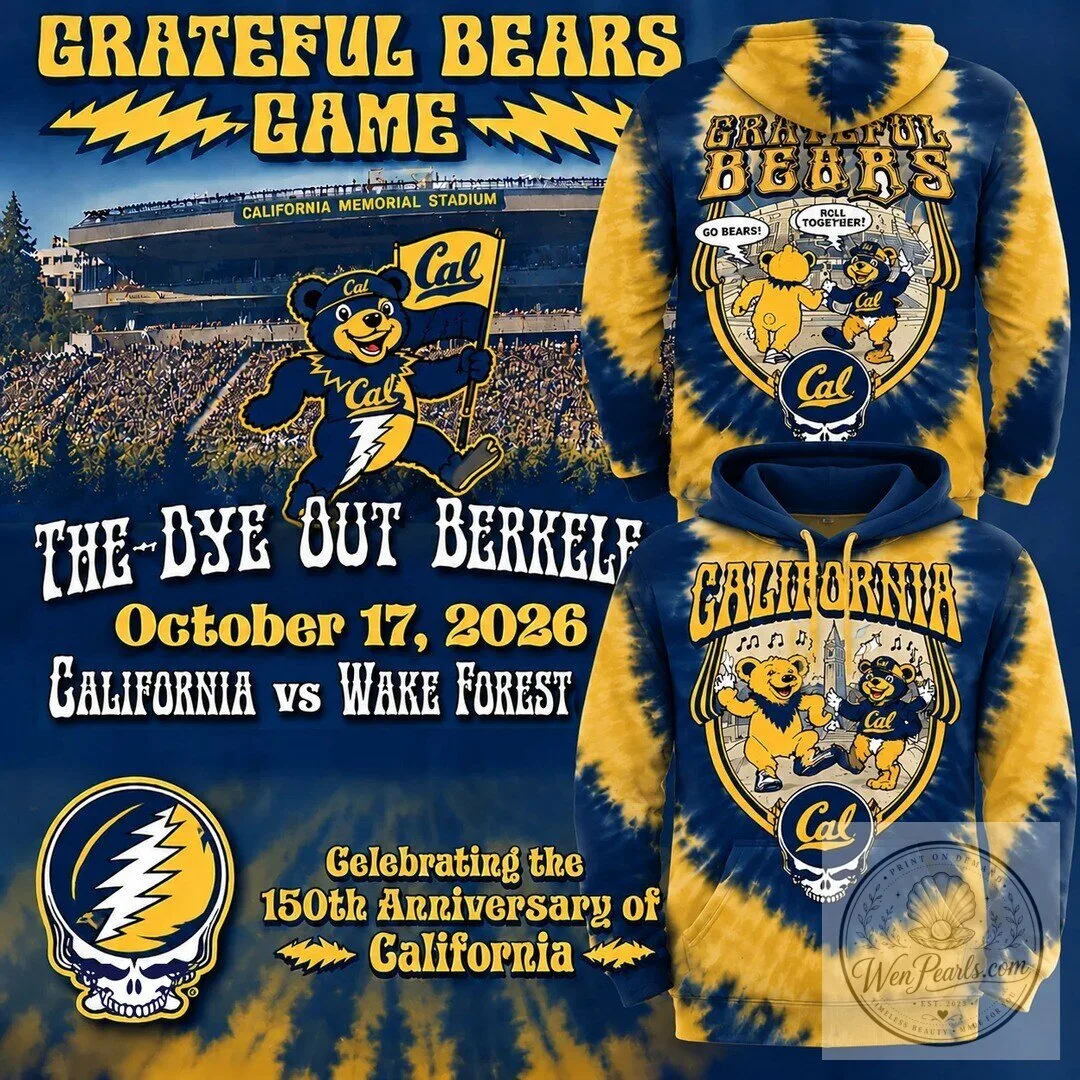 California Golden Bears Tie-Dye Hoodie featuring Grateful Dead Design