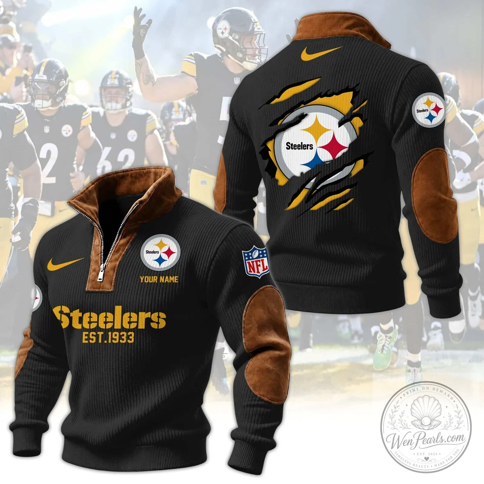 Pittsburgh Steelers Heritage Quarter-Zip Pullover Sweatshirt 2 Pittsburgh Steelers Heritage Quarter-Zip Pullover Sweatshirt