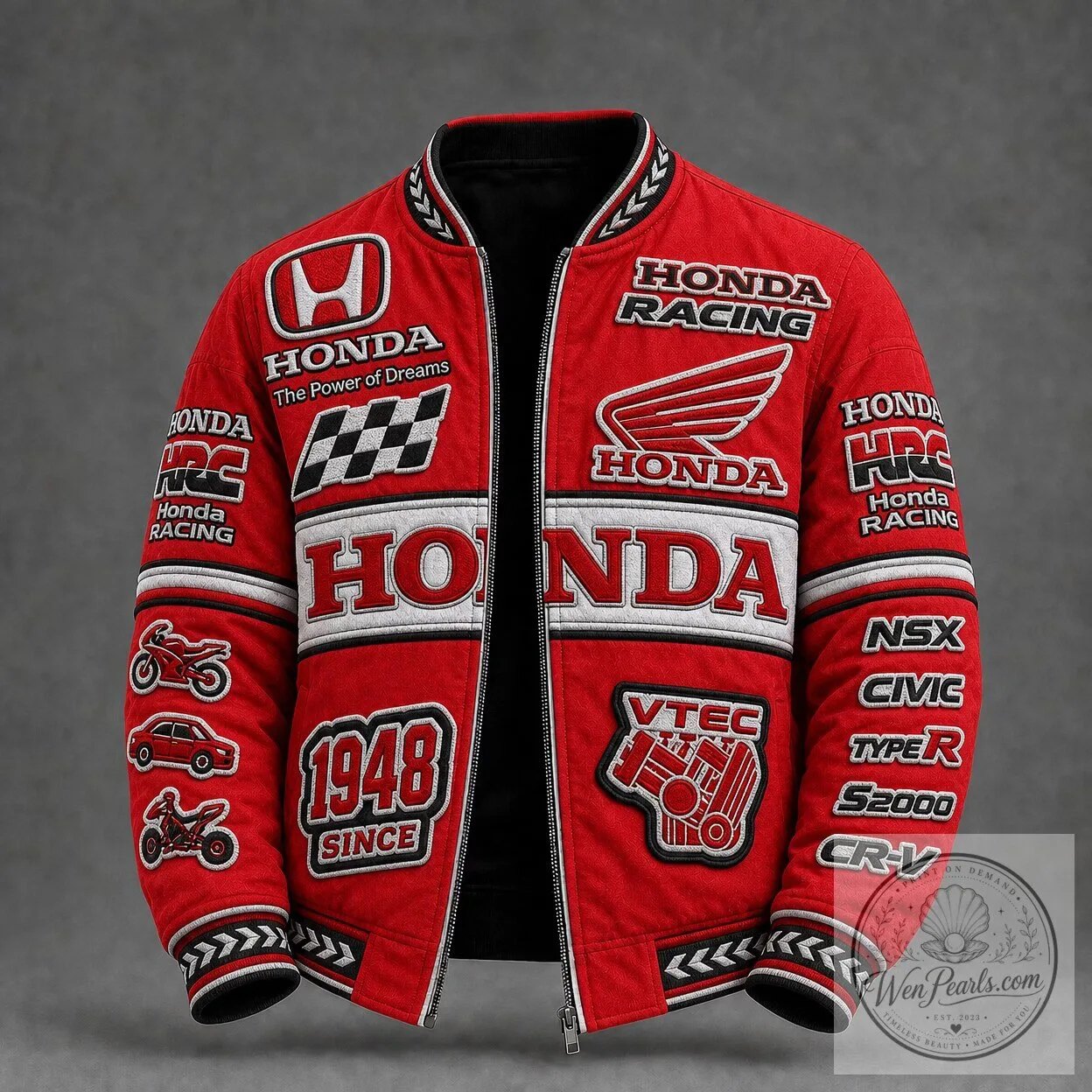 Honda Racing Vintage Bomber Jacket - The Power of Dreams Embroidered Streetwear Coat