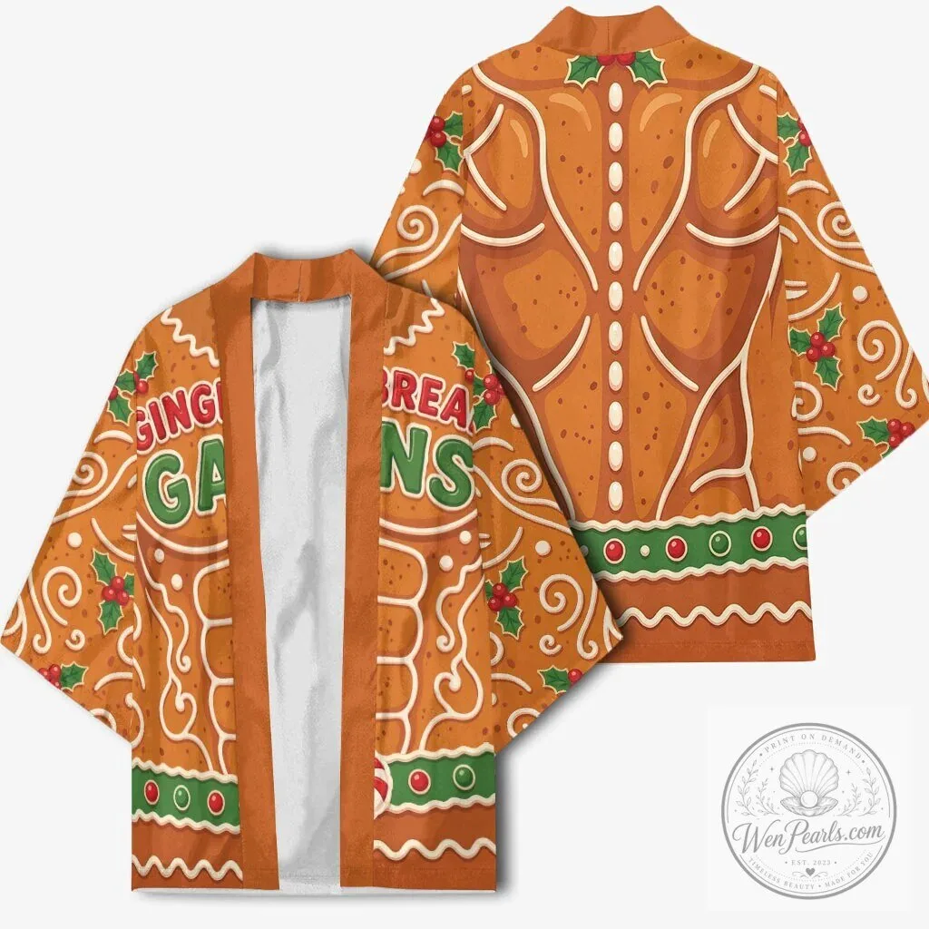 Funny Christmas Gingerbread Man Gingerbread Gains Bodybuilder Kimono Cardigan 12 Funny Christmas Gingerbread Man Gingerbread Gains Bodybuilder Kimono Cardigan