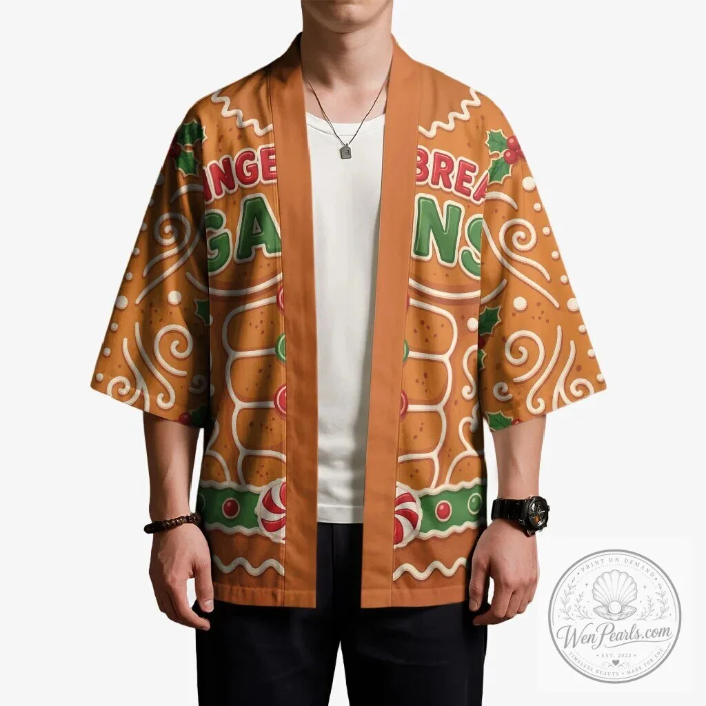 Funny Christmas Gingerbread Man Gingerbread Gains Bodybuilder Kimono Cardigan 13 Funny Christmas Gingerbread Man Gingerbread Gains Bodybuilder Kimono Cardigan