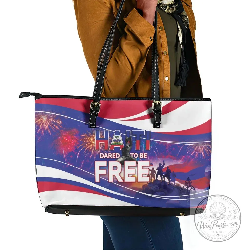 Haiti Independence Day Dared To Be Free Leather Tote Bag 9 Haiti Independence Day Dared To Be Free Leather Tote Bag