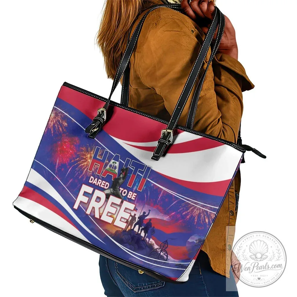 Haiti Independence Day Dared To Be Free Leather Tote Bag 11 Haiti Independence Day Dared To Be Free Leather Tote Bag