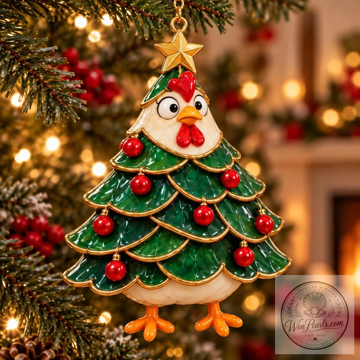 Christmas Chicken Holiday Ornaments Set of Six Festive Farmhouse Keepsakes 24 Christmas Chicken Holiday Ornaments Set of Six Festive Farmhouse Keepsakes