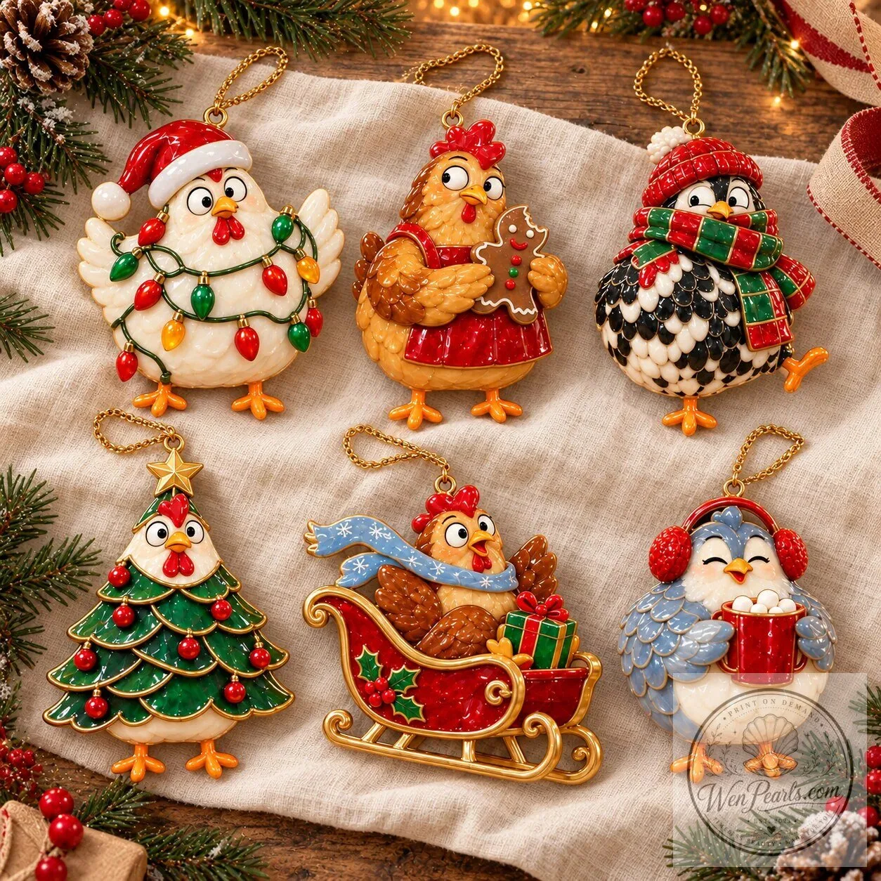 Christmas Chicken Holiday Ornaments Set of Six Festive Farmhouse Keepsakes 25 Christmas Chicken Holiday Ornaments Set of Six Festive Farmhouse Keepsakes